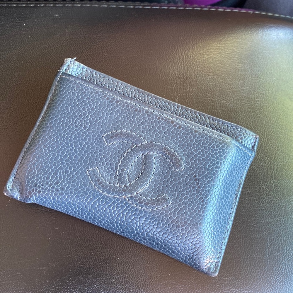 Chanel Navy caviar card wallet